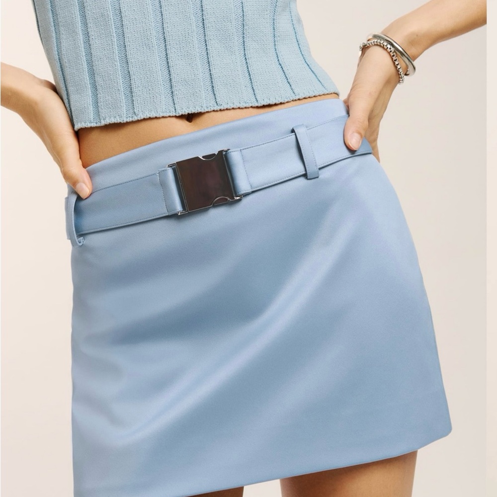 Reformation Carla Low Waisted Belted Satin Skirt
